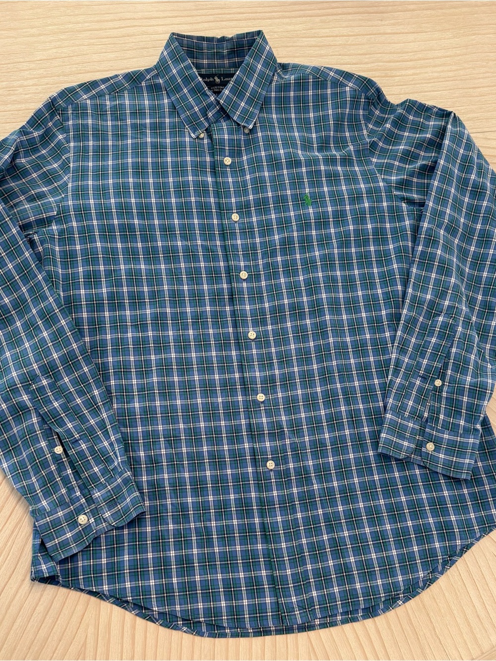 Ralph Lauren Blue and Green Plaid Button-Down Shirt